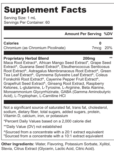 Supplement Facts for Hearthwave
